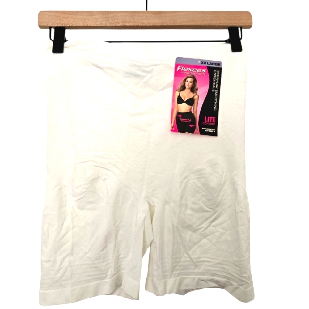 NWT Maidenform Flexees Women's White Shapewear Shorts Size 2xl